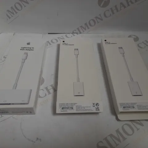 LOT OF 2X APPLE USB-C TO USB ADAPTER AND LIGHTNING TO VGA ADAPTER 