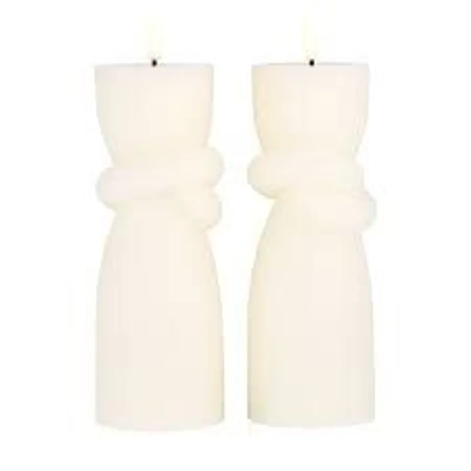 BUNDLEBERRY BY AMANDA HOLDEN SET OF 2 TWIST KNOT FLUTED PILLAR CANDLES