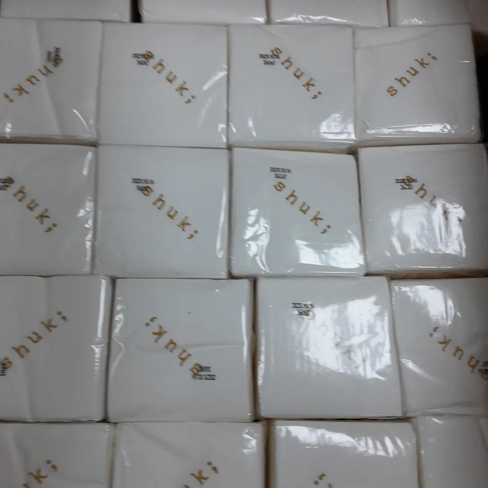 BOX OF APPROXIMATELY 100 PACKS OF SHUKI NAPKINS 