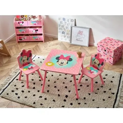 BOXED DISNEY MINNIE MOUSE TABLE AND CHAIR SET OF 2, HOLDS UP TO 30KG PER STOOL, PERFECT FOR PLAYTIME AND ACTIVITIES - SMALL PINK
