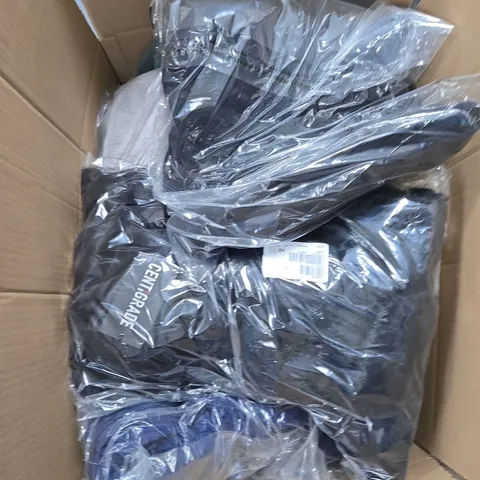 BOX OF APPROXIMATELY 20 ASSORTED CLOTHING TO INCLUDE: RUTH LANGSFORD STRIPE TANKINI