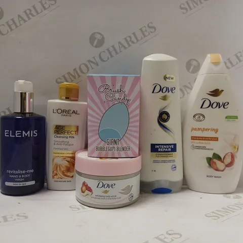 BOX OF APPROX 20 ASSORTED HEALTH AND BEAUTY ITEMS TO INCLUDE - DOVE INTENSIVE REPAIR CONDITIONER - DOVE PAMPERING BODY WASH - L'OREAL AGE PERFECT CLEANSING MILK ECT 