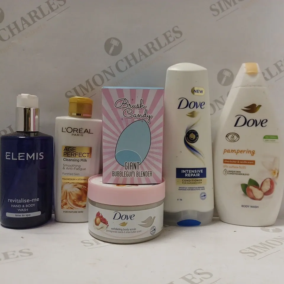 BOX OF APPROX 20 ASSORTED HEALTH AND BEAUTY ITEMS TO INCLUDE - DOVE INTENSIVE REPAIR CONDITIONER - DOVE PAMPERING BODY WASH - L'OREAL AGE PERFECT CLEANSING MILK ECT 