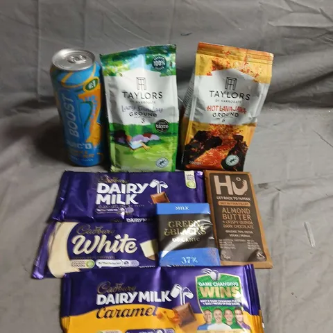 APPROXIMATELY 10 ASSORTED FOOD ITEMS TO INCLUDE - COFFEE, DAIRY MILK AND BOOST DRINK - COLLECTION ONLY 