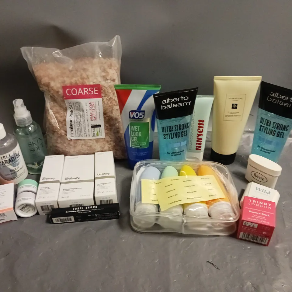 BOX OF APPROXIMATELY 15 ASSORTED COSMETIC ITEMS TO INCLUDE-JO MALONE SHOWER GEL- WILD DEODORANT- ORDINARY SERUM ETC.