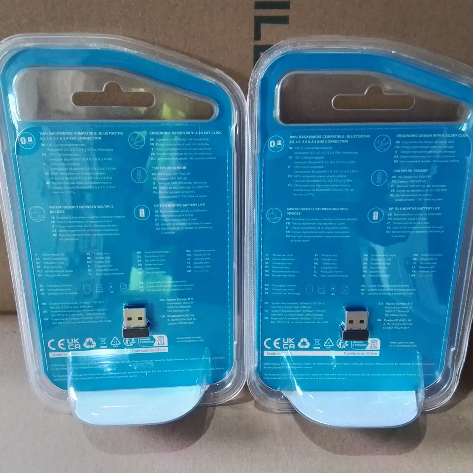 LOT OF 2 BRAND NEW RAPOO M100 SILENT WIRELESS MOUSES