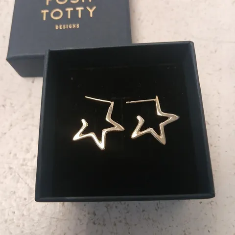 POSH TOTTY DESIGNS OPEN STAR HOOP EARRINGS STERLING SILVER