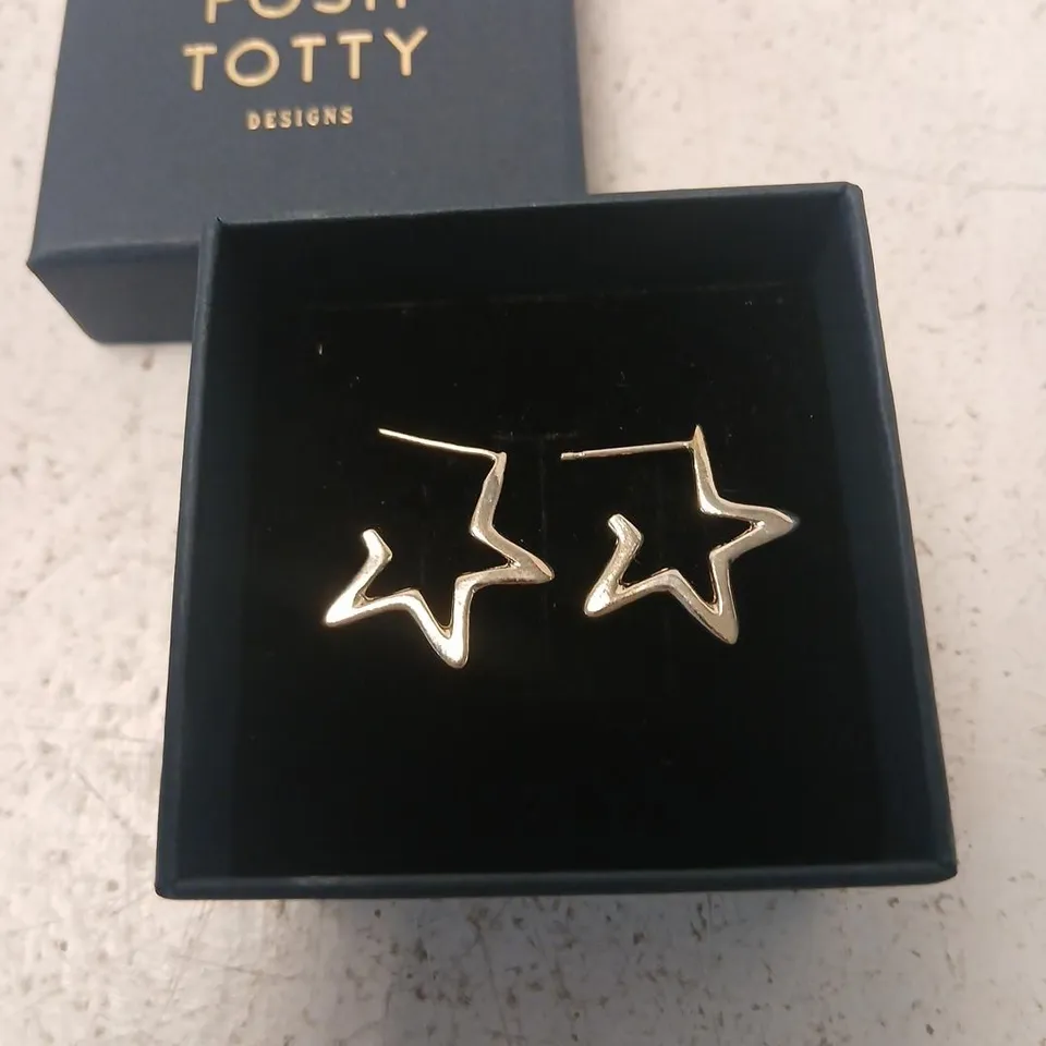 POSH TOTTY DESIGNS OPEN STAR HOOP EARRINGS STERLING SILVER