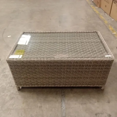 BOXED OUTDOOR RATTAN EFFECT COFFEE TABLE (1 BOX)