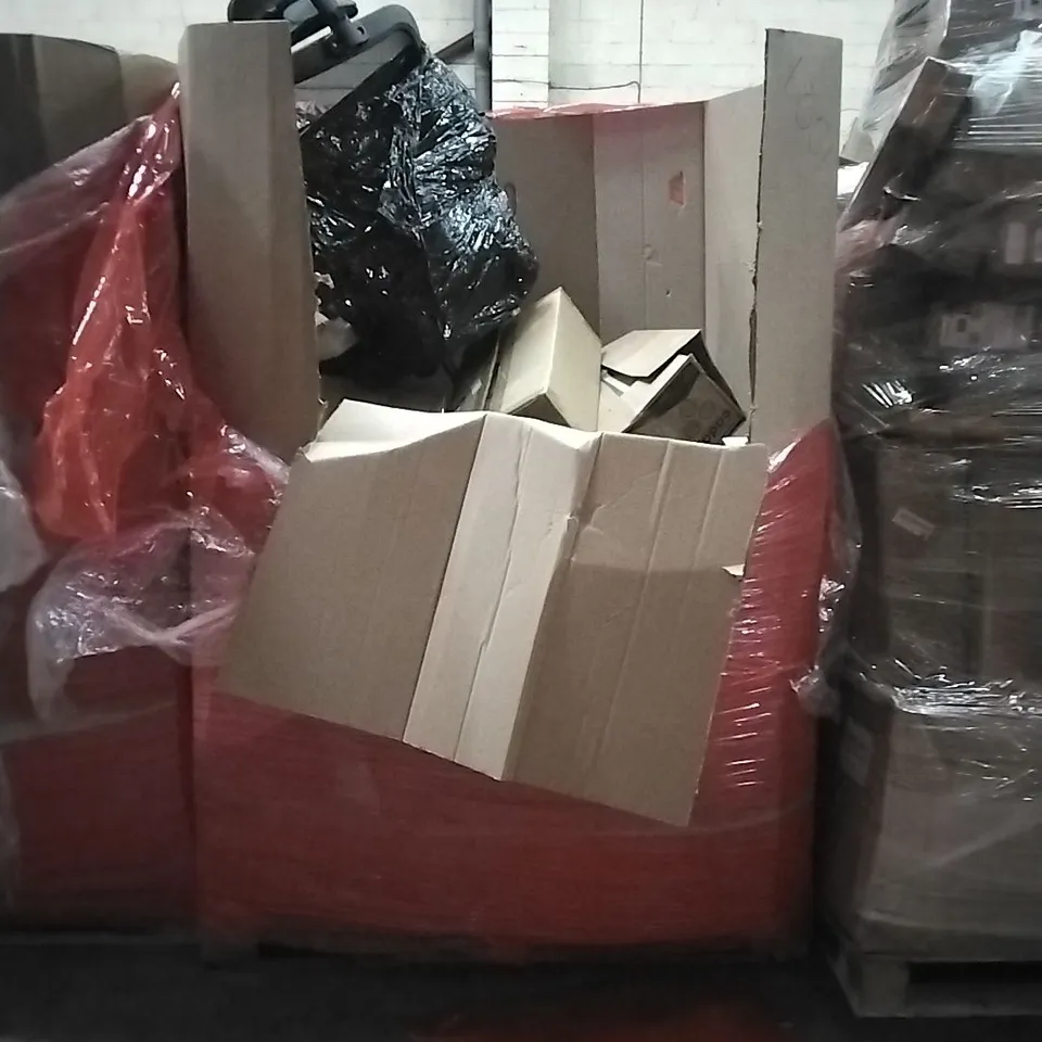 PALLET OF HOUSEHOLD ITEMS TO INCLUDE AUDIO TURNTABLE, TURNTABLE SYSTEM, SHREDDER, UDREAMER AND OTHER ASSORTED ITEMS...