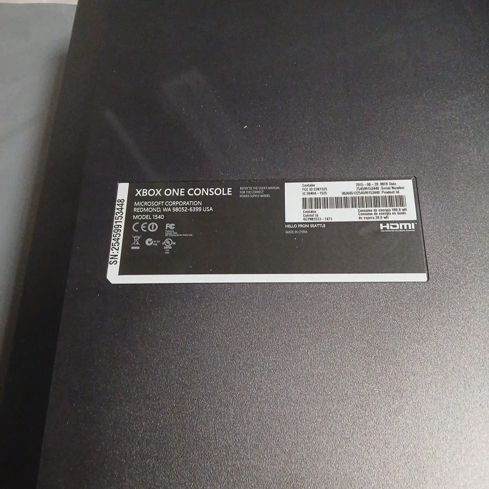 XBOX ONE CONSOLE, NO POWER OR ACCESSORIES