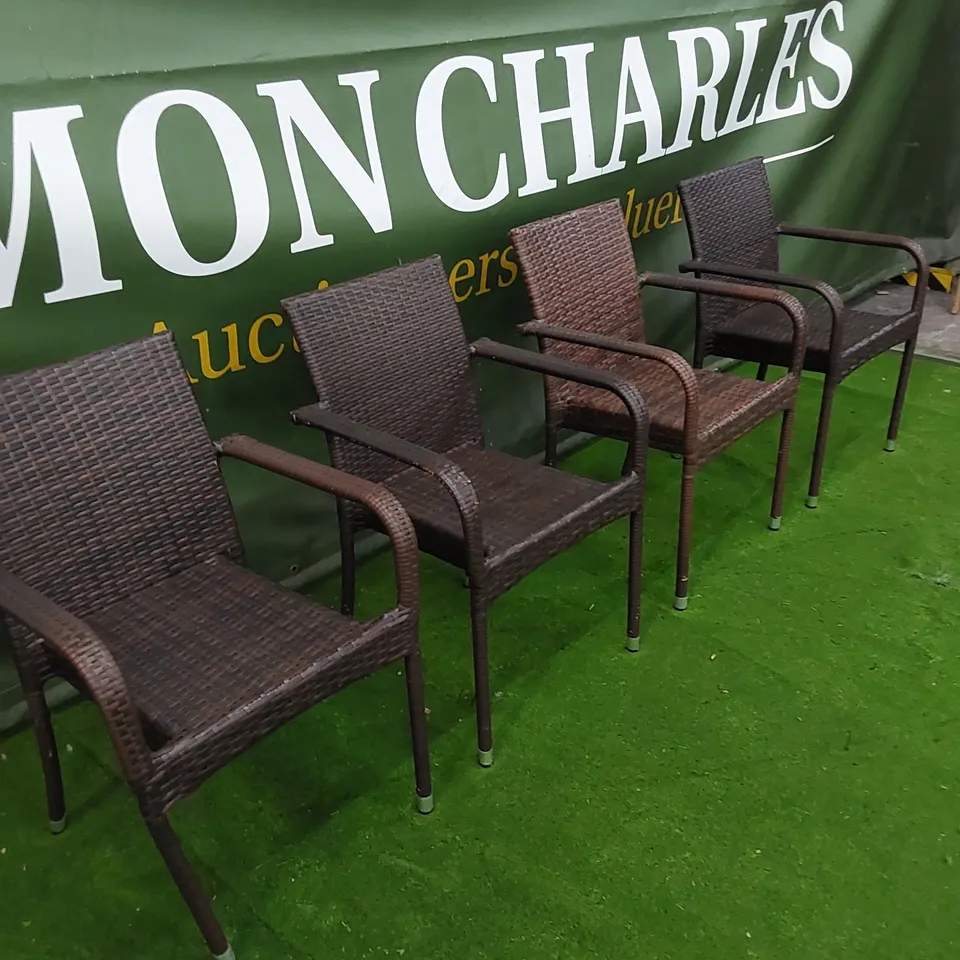 SET OF 4 CHOCOLATE MIX RATTAN CHAIRS 