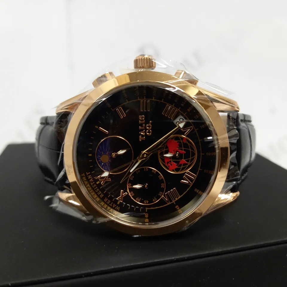 TALIS CO TWO TONE LEATHER STRAP WATCH