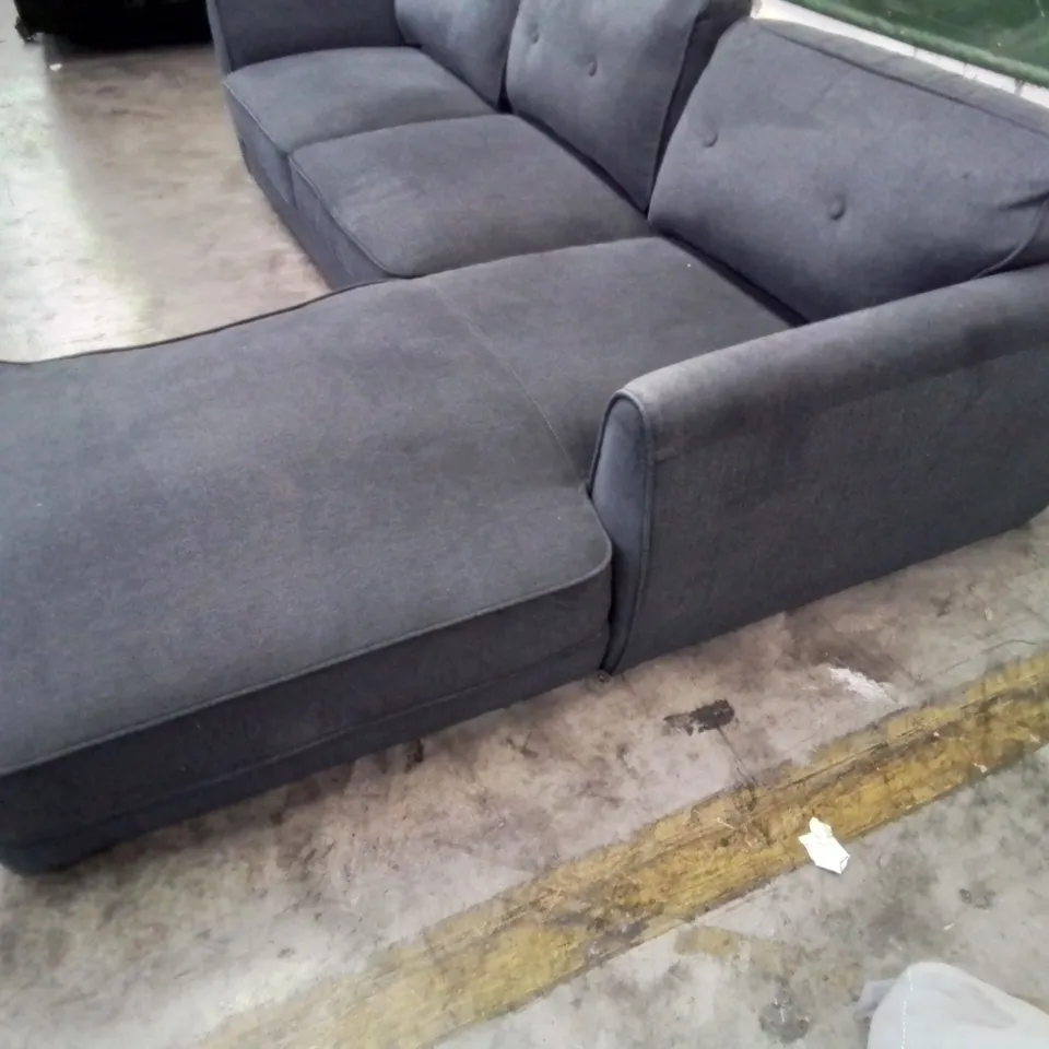 DESIGNER CHAISE SOFA CHARCOAL FABRIC 