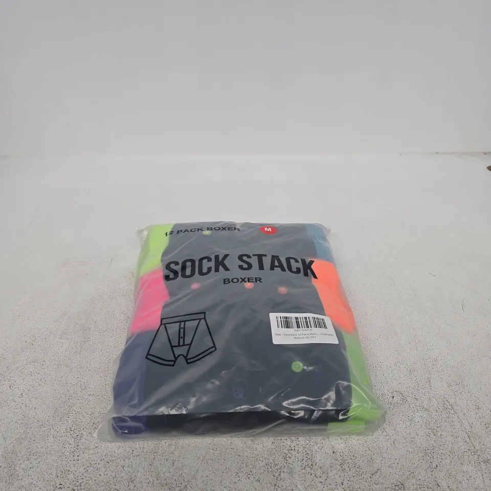 SOCK STACK BOXER 12 PACK MEDIUM