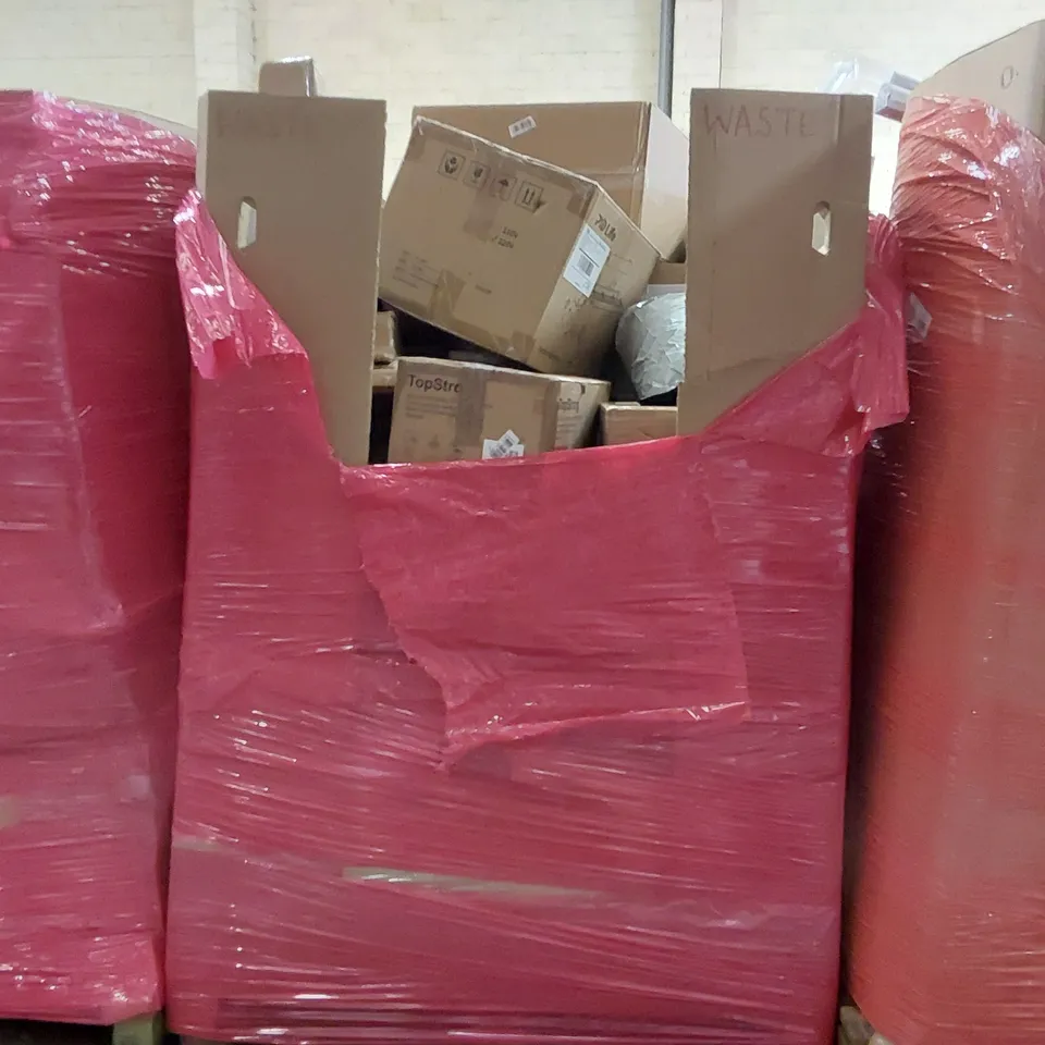 PALLET OF ASSORTED ITEMS INCLUDING: TUMBLER HEAT PRESS, MULTIFUNCTIONAL FOOD PROCESSOR, RETRACTABLE GATE, TOILET SAFETY RAILS, MAT, TOILET SEAT ECT