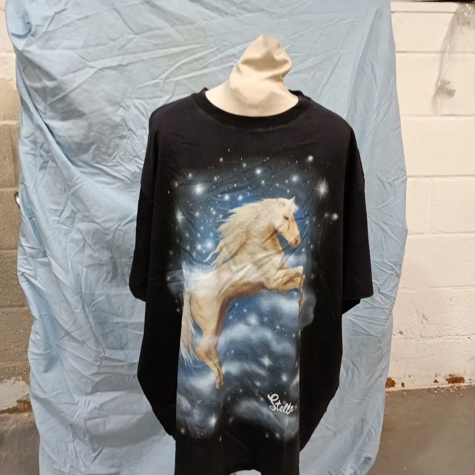 STELLA MCCARTNEY HORSE PRINT LONG-SLEEVE T-SHIRT – BLACK, SIZE L (EUR)