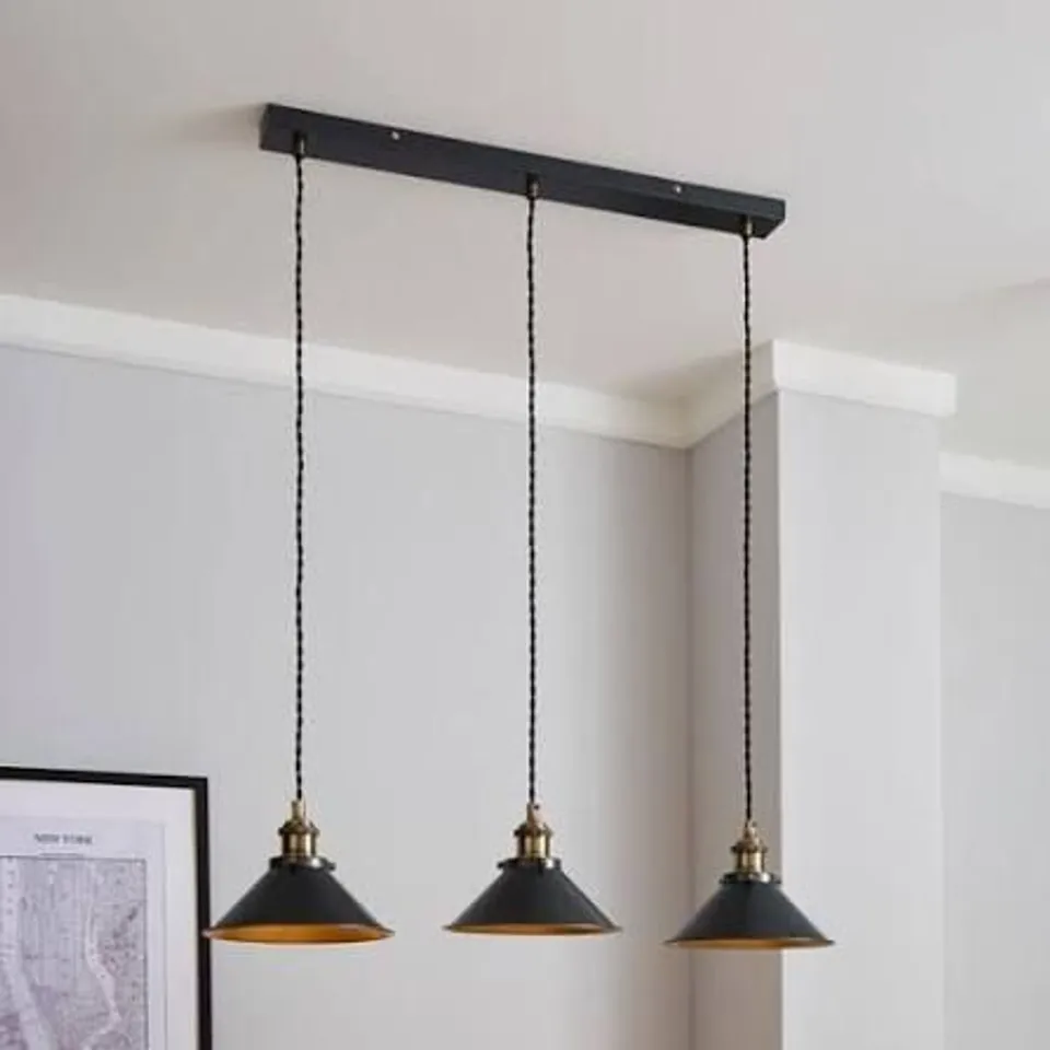 BOXED LOGAN 3 LIGHT INDUSTRIAL DINER CEILING LIGHT