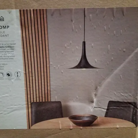 BOXED DUNELM TROMP SINGLE PENDANT - MATT BLACK