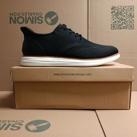BOXED PAIR OF BRUNO MARC SHOES IN BLACK SIZE UK 11