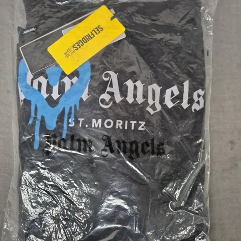 PALM ANGELS LOGO HOODIE IN BLACK SIZE XXL