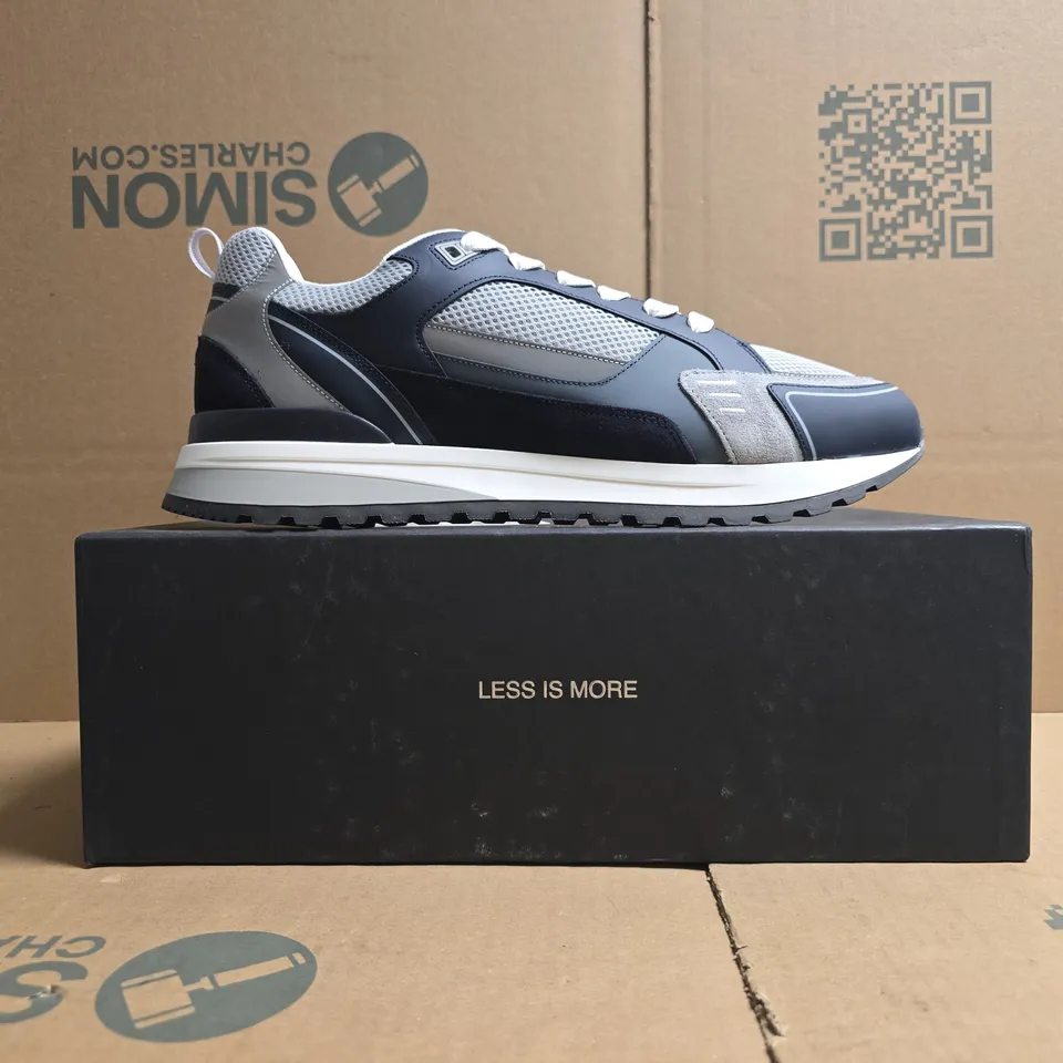 BOXED PAIR OF ARNE TECHNICAL RACER TRAINERS IN AIR FORCE BLUE SIZE UK 11