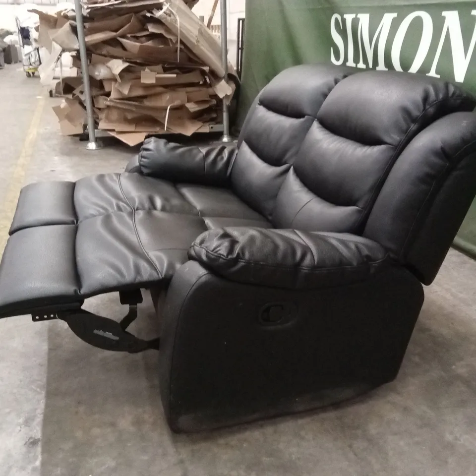 ROTHBURY LUXURY FAUX LEATHER HIGH BACK 2 SEATER MANUAL RECLINER SOFA - BLACK RRP £629