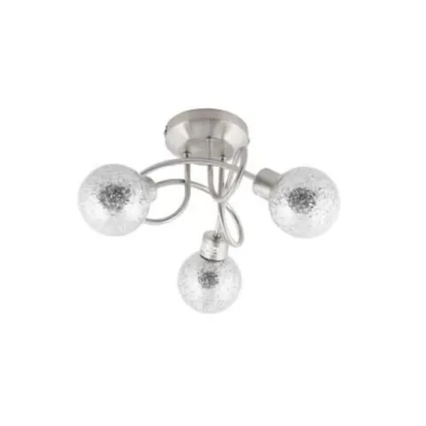 BOXED ORREN ELLIS 3 LIGHT LED SEMI FLUSH SPIRAL CEILING LIGHT GLITTER GLASS SHADES