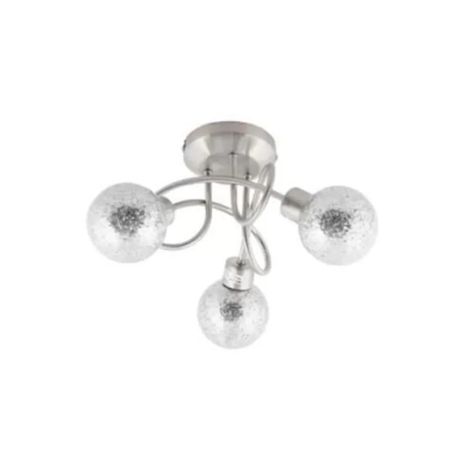 BOXED ORREN ELLIS 3 LIGHT LED SEMI FLUSH SPIRAL CEILING LIGHT GLITTER GLASS SHADES