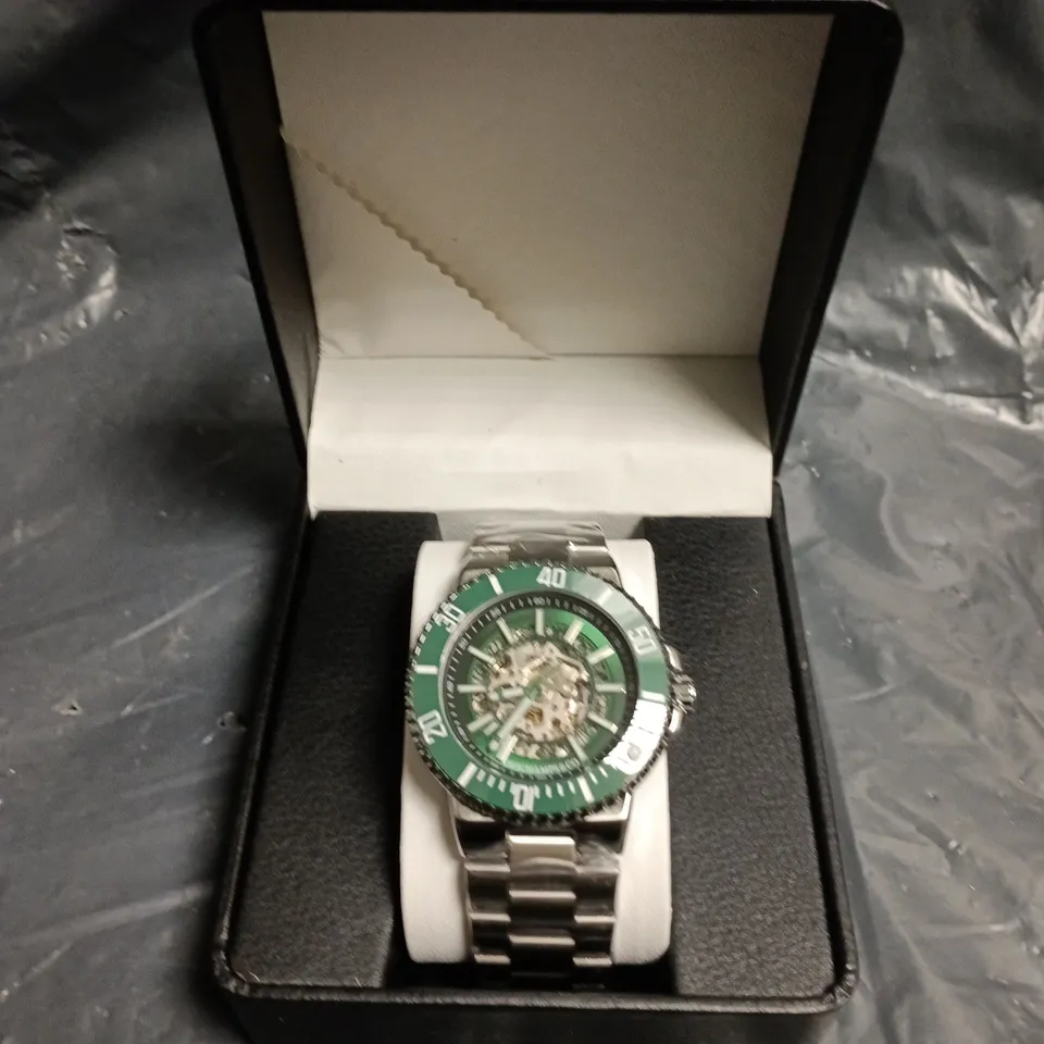 MENS AUTOMATIC DESCHAMPS & CO WATCH – SKELETON DIAL – GLASS EXHIBITION BACK CASE