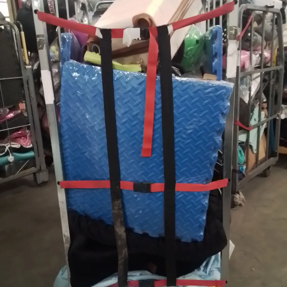 CAGE OF ASSORTED HOUSEHOLD GOODS AND PRODUCTS TO INCLUDE;SUITCASE,RETRACTABLE WASHING LINE,DUMBBELL VACUUM CLEANER 