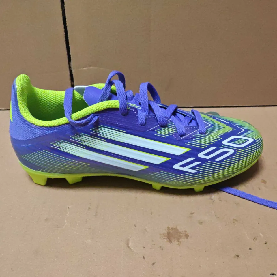 UNBOXED ADIDAS F50 FOOTBALL BOOTS – BLUE & NEON GREEN - UK 2