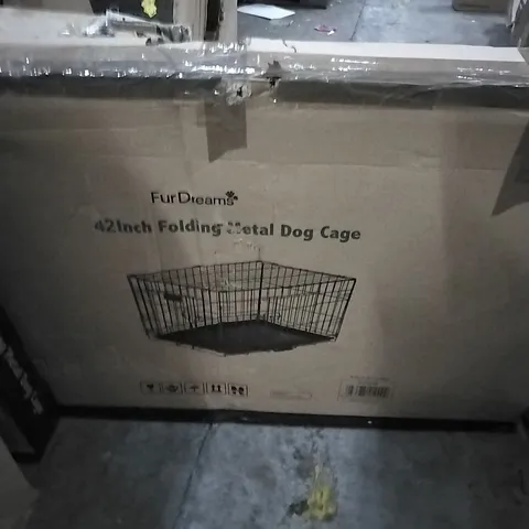 BOXED FURDREAMS 42 INCH FOLDING METAL DOG CAGE 