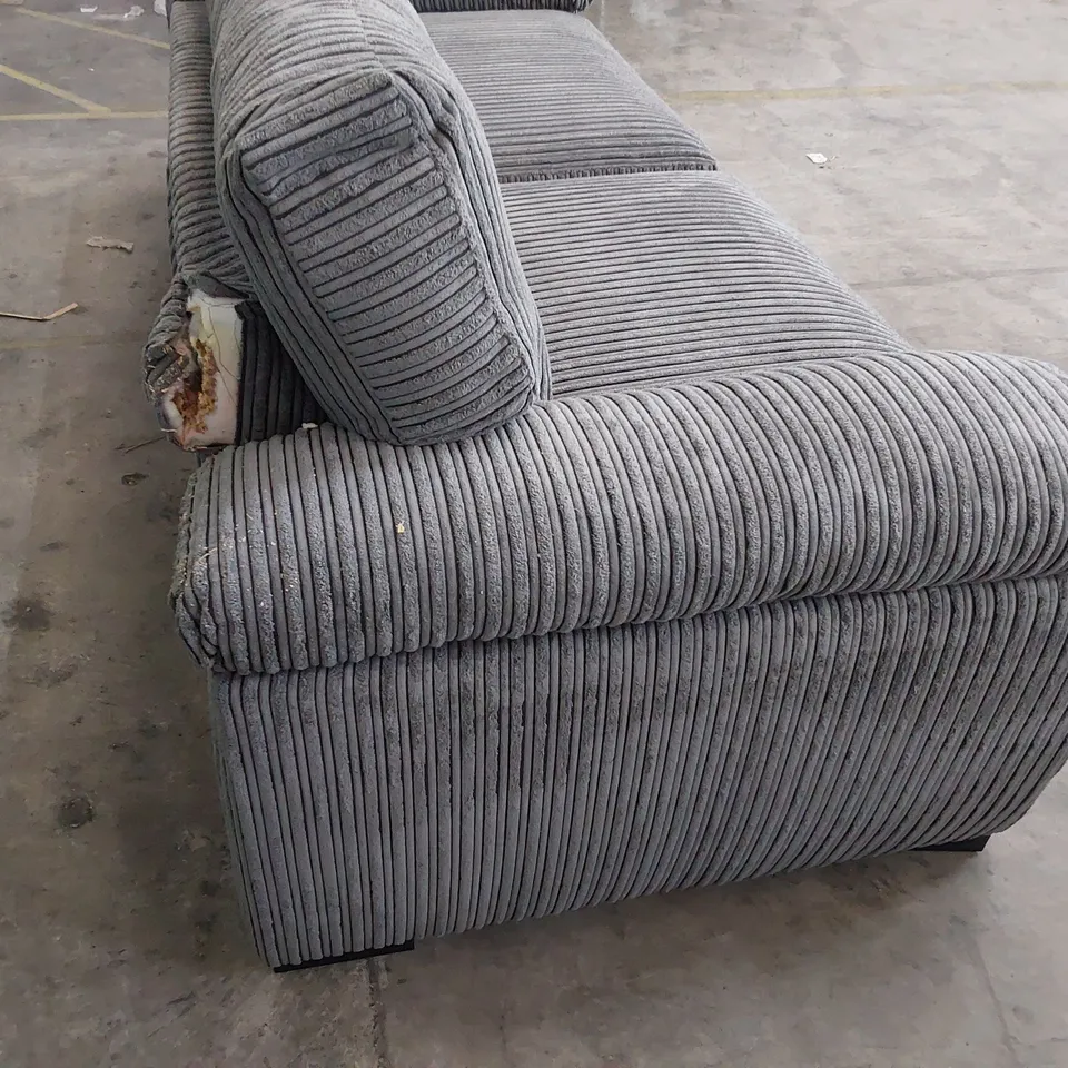 DESIGNER THREE SEATER SOFA GREY JUMBO CHORD 