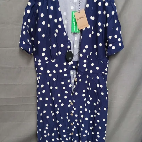 JOANIE MANON POLKA BLUE DRESS - UK 16
