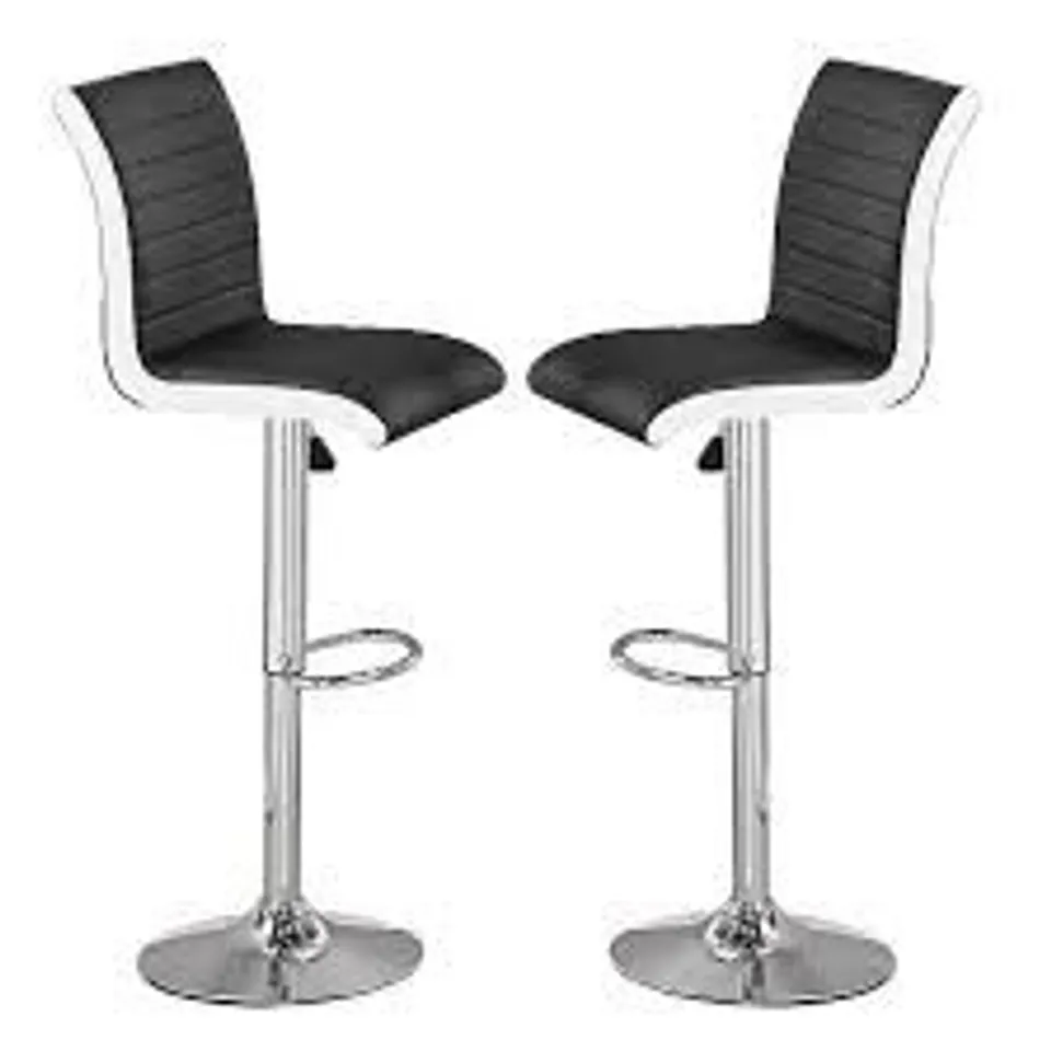 BRAND NEW BOXED SET OF 2 RITZ WHITE/BLACK BAR STOOLS (1 BOX)