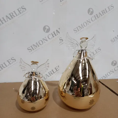 2 X BOXED DECORATIVE CHRISTMAS ORNAMENTS GOLD GLASS