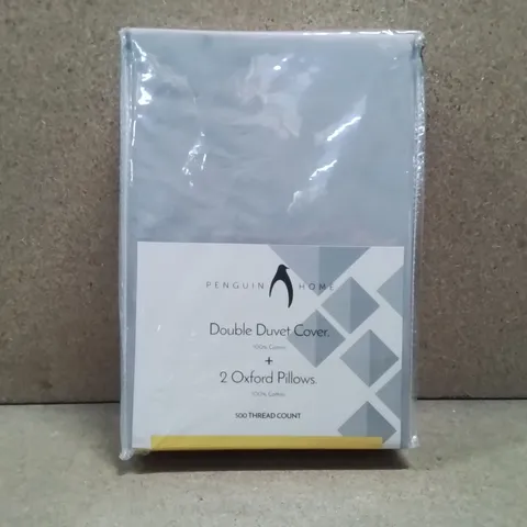 BRAND NEW PENGUIN HOME DOUBLE DUVET COVER SET - GREY