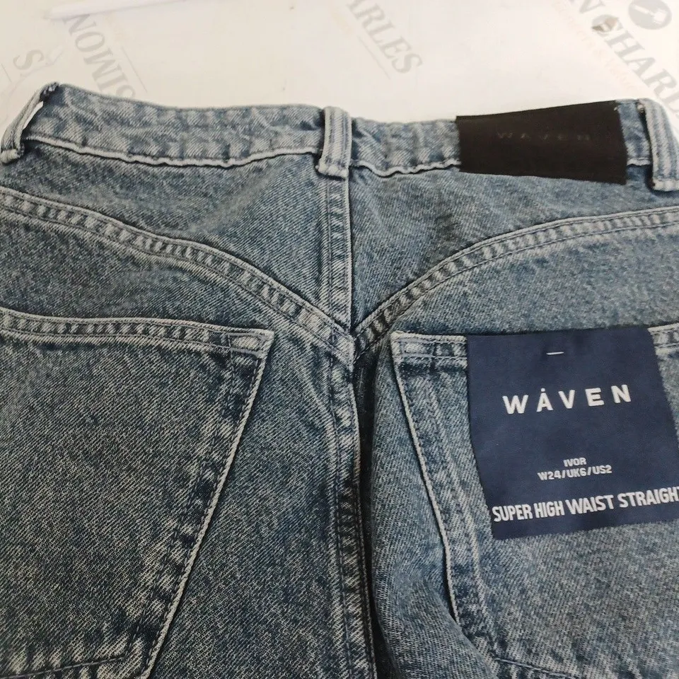 WAVEN SUPER HIGH WAIST STRAIGHT LEG JEANS - UK 6