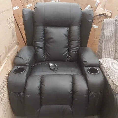 QUALITY DESIGNER LEATHER UPHOLSTERED ELECTRIC RECLINER ARMCHAIR