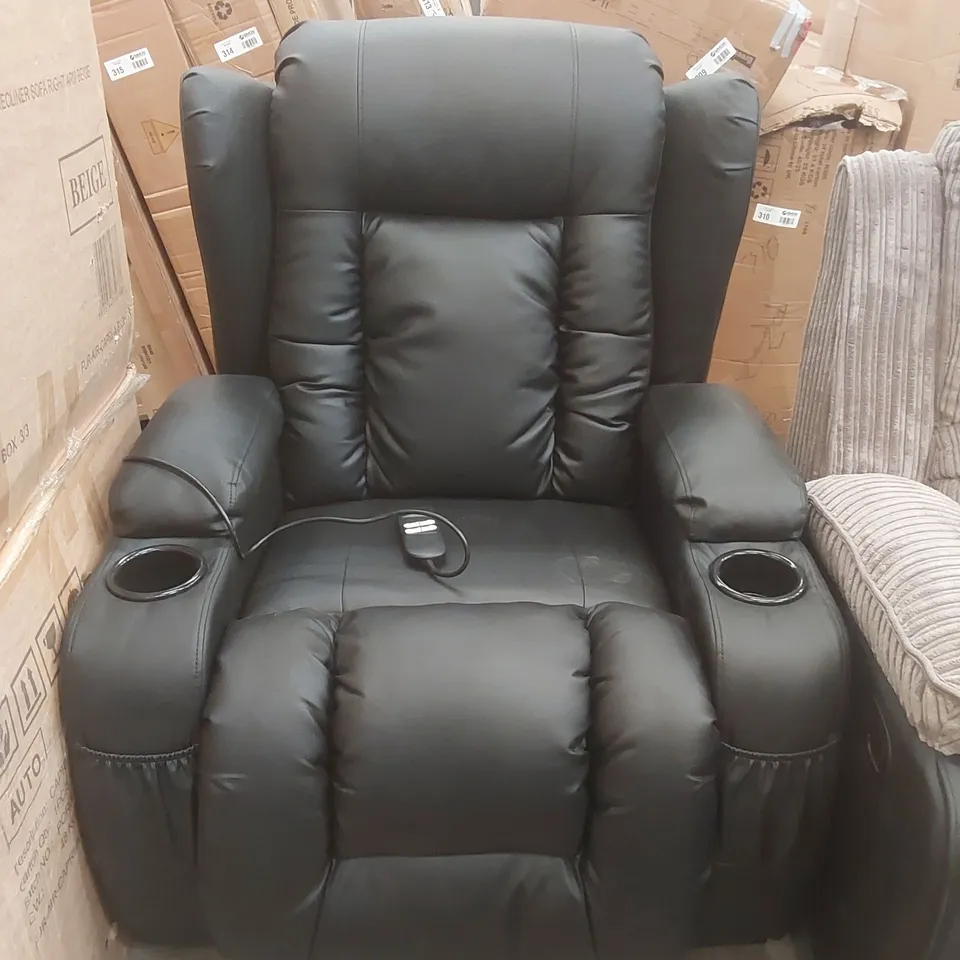 QUALITY DESIGNER LEATHER UPHOLSTERED ELECTRIC RECLINER ARMCHAIR 