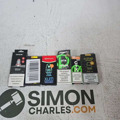 APPROXIMATELY 15 ASSORTED E-CIG PRODUCTS AND ACCESSORIES TO INCLUDE OXVA, SNOK, VAPORESSO ETC