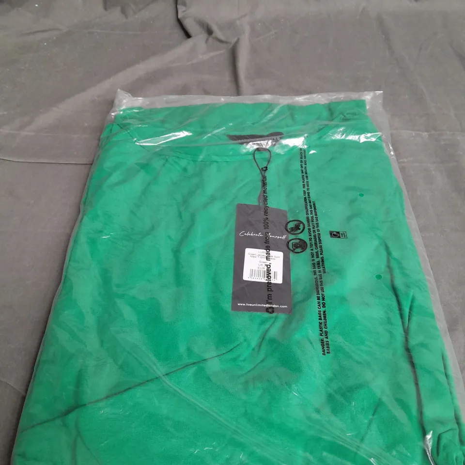 LIVE UNLIMITED GREEN JERSEY SIDE SPLIT MAXI T-SHIRT DRESS SIZE 22