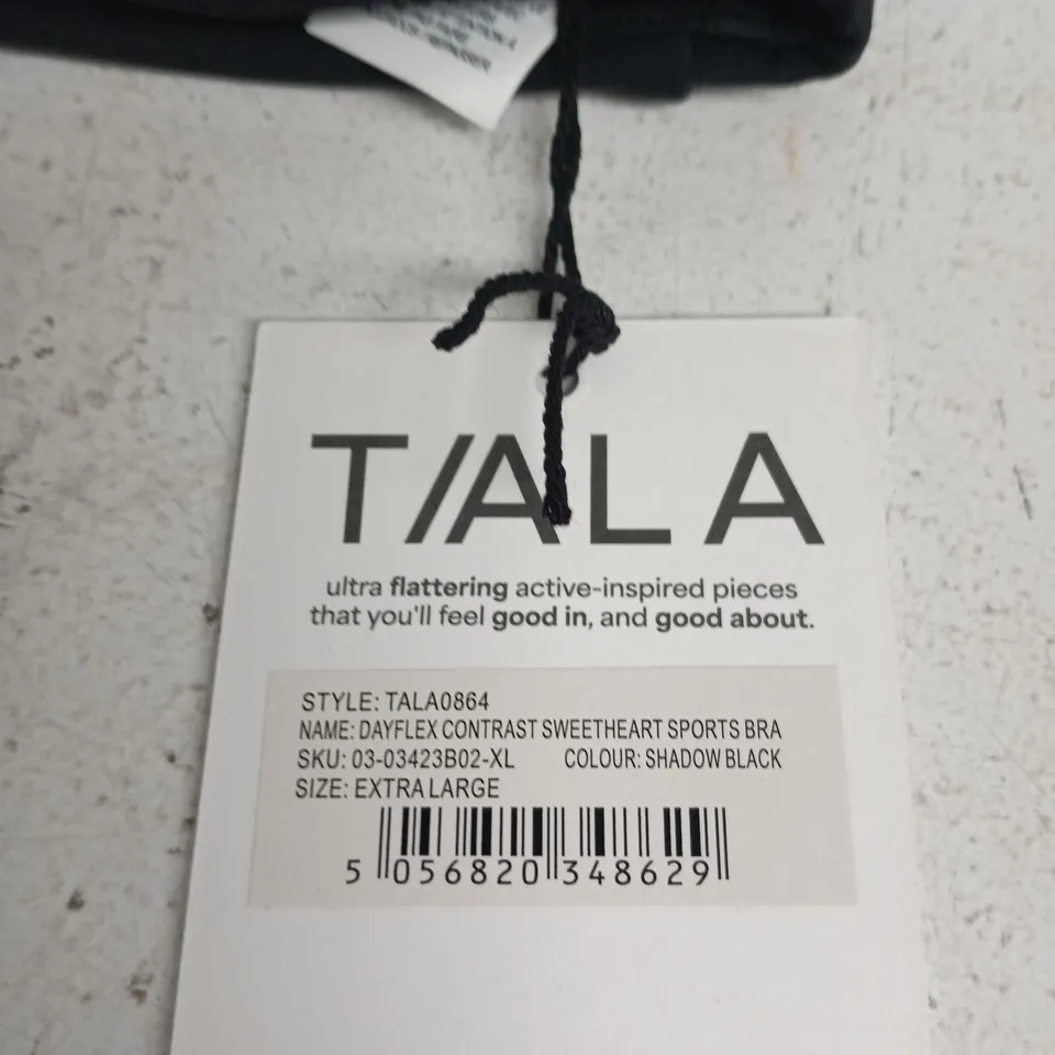 TALA DAYFLEX CONTRAST SWEETHEART SPORTS BRA – SHADOW BLACK – UK XL (EXTRA LARGE)