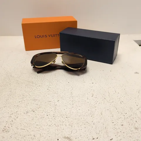 LOUIS VUITTON SUNGLASSES – TORTOISESHELL ACETATE, GOLD-TONE LV LOGOS ON TEMPLES
