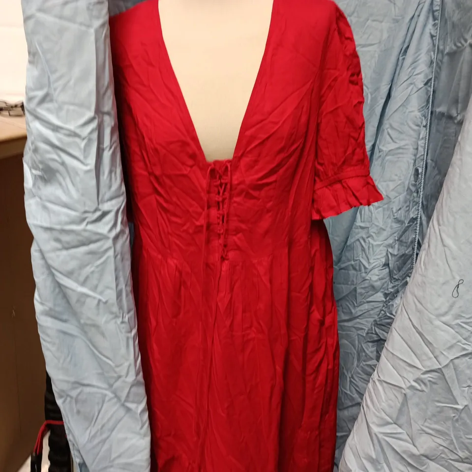 NOBODY'S CHILD LIA MIDI DRESS – SOFT RED, UK 16 (EU 44, USA 12)