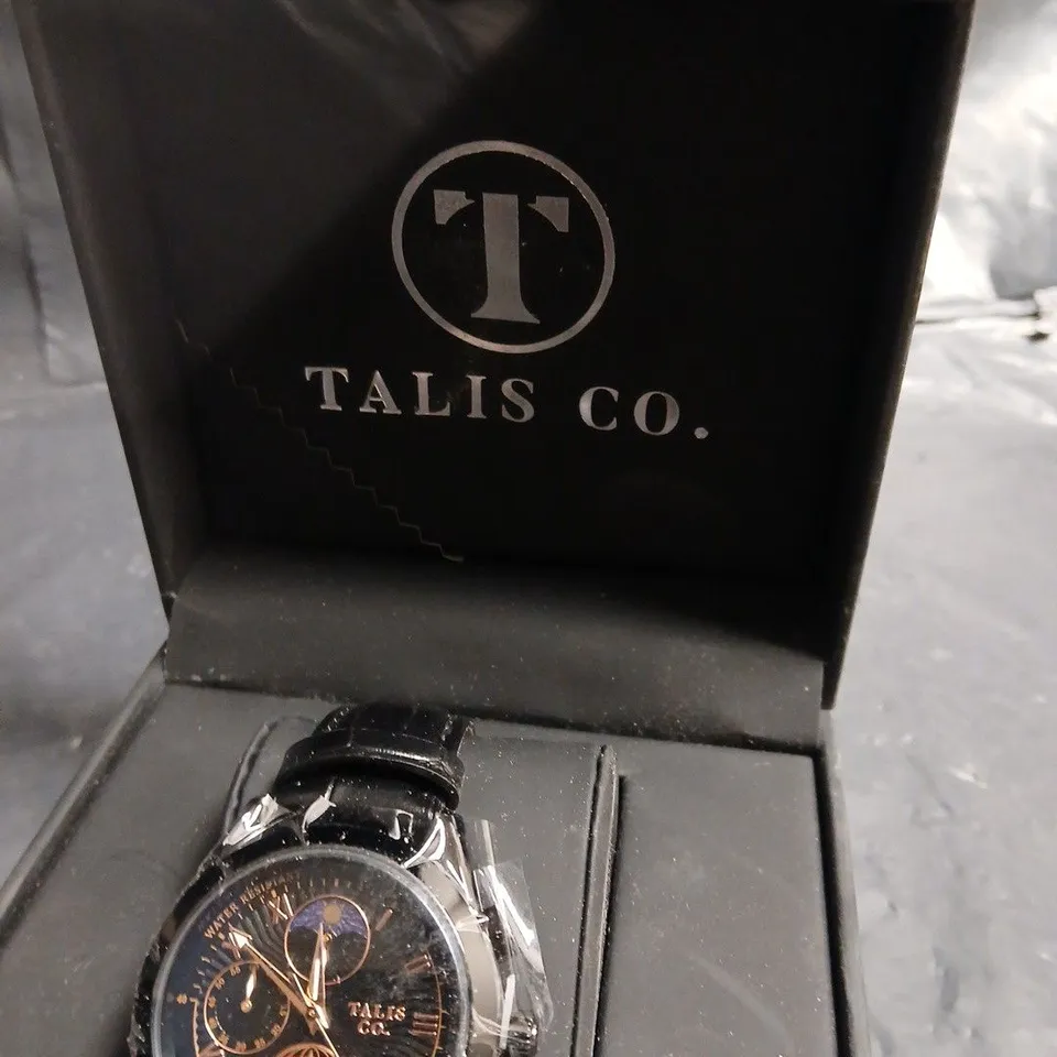 TALIS CO. WRISTWATCH IN BLACK PRESENTATION BOX