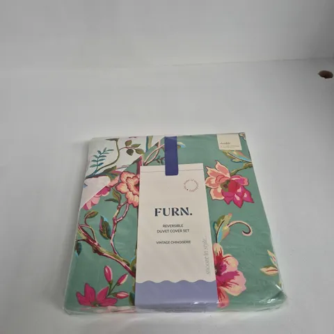 FURN. REVERSIBLE DUVET COVER SET – VINTAGE CHINESE STYLE (TEAL FLORAL)
