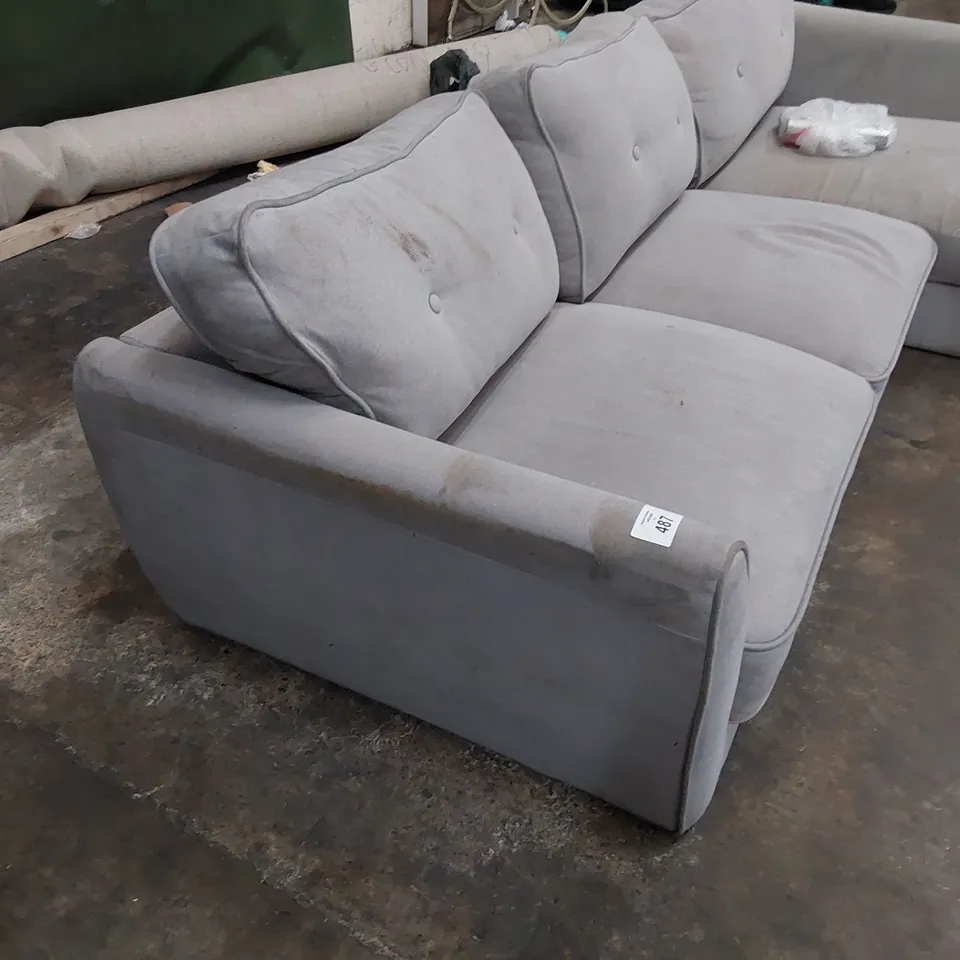 DESIGNER CHAISE SOFA LIGHT GREY FABRIC 