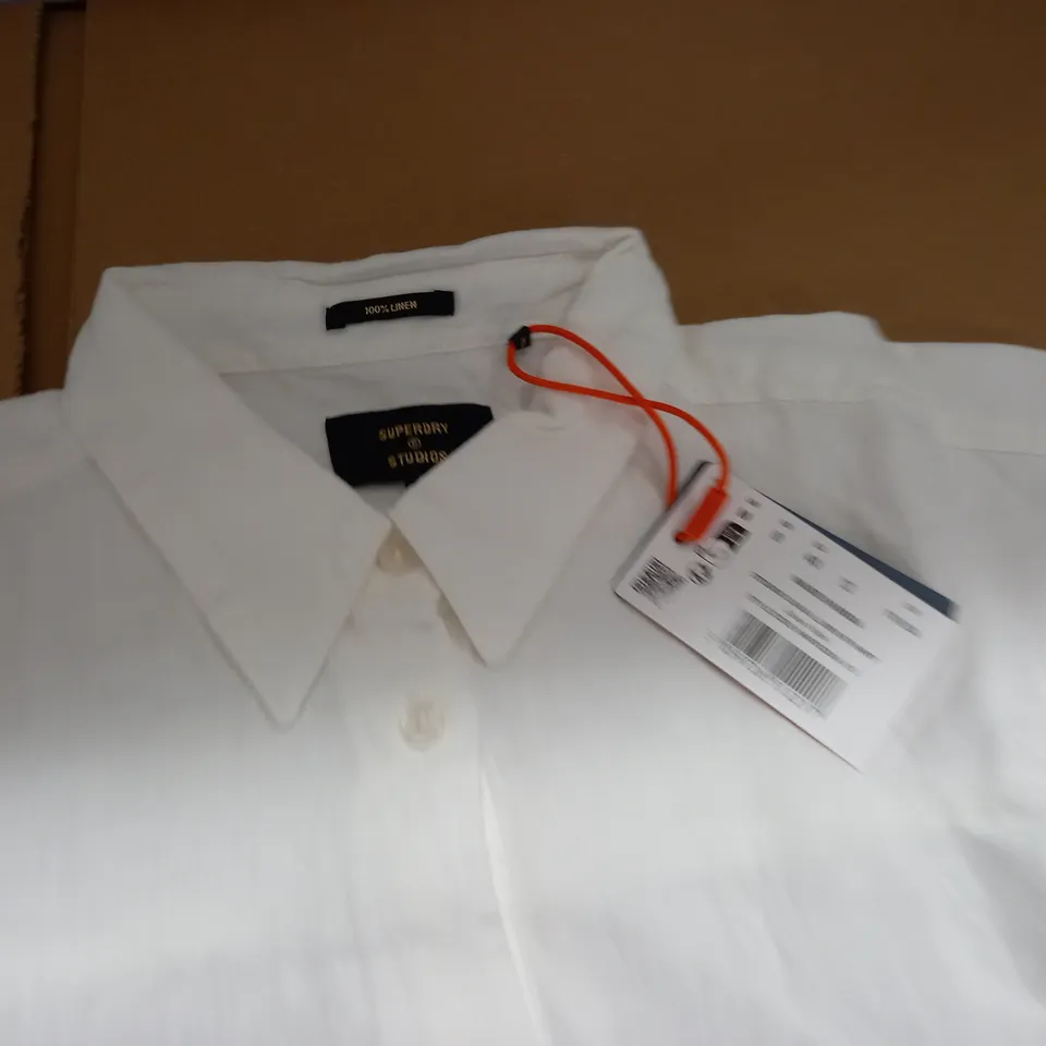 SUPERDRY WHITE LINEN LONG SLEEVE SHIRT - UK M